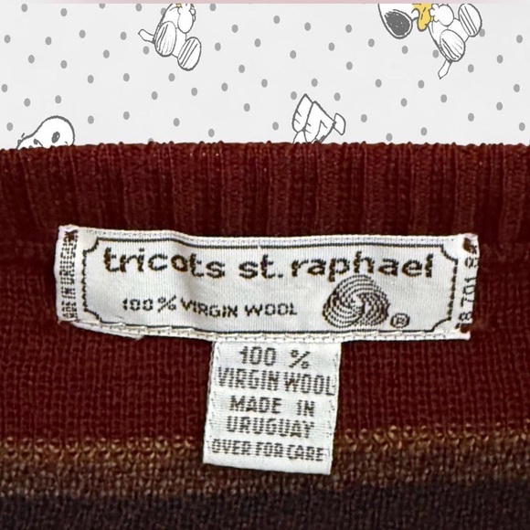 Men's Vintage Maroon Striped Sweater Vest (Tricots St. Raphael) - Picture 3 of 3